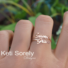 Double Wrap Name Ring - Couples Ring - Kids Name Ring, Choose Your Metal