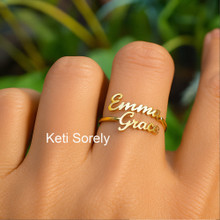 Double Wrap Custom Names Ring, Choose Your Metal