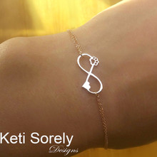 Infinity Bracelet or Anklet with Heart & Animal Paw - Double Chain