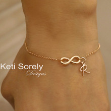 Sideways Infinity Bracelet  with Your Initial - Choose Your Metal