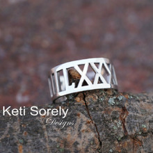 Man's Personalized Date Ring with Roman Numerals - Choose Your Metal