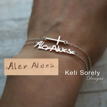 Signature Bracelet or Anklet With Sideways Cross - Choose Your Metal