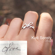 Personalized Handwriting Ring in Sterling Silver or Solid Gold