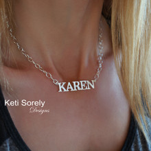 Personalized Name Necklace With Large Cable Chain- Choose Metal