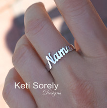 Name Ring With Engraved Date or Word Inside of the Ring -Choose Your MEtal