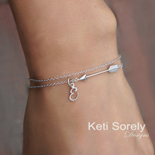 Double Wrap Arrow Bracelet or Anklet with Single Initial