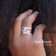 Double Name Ring with Infinity  - Choose Your Metal