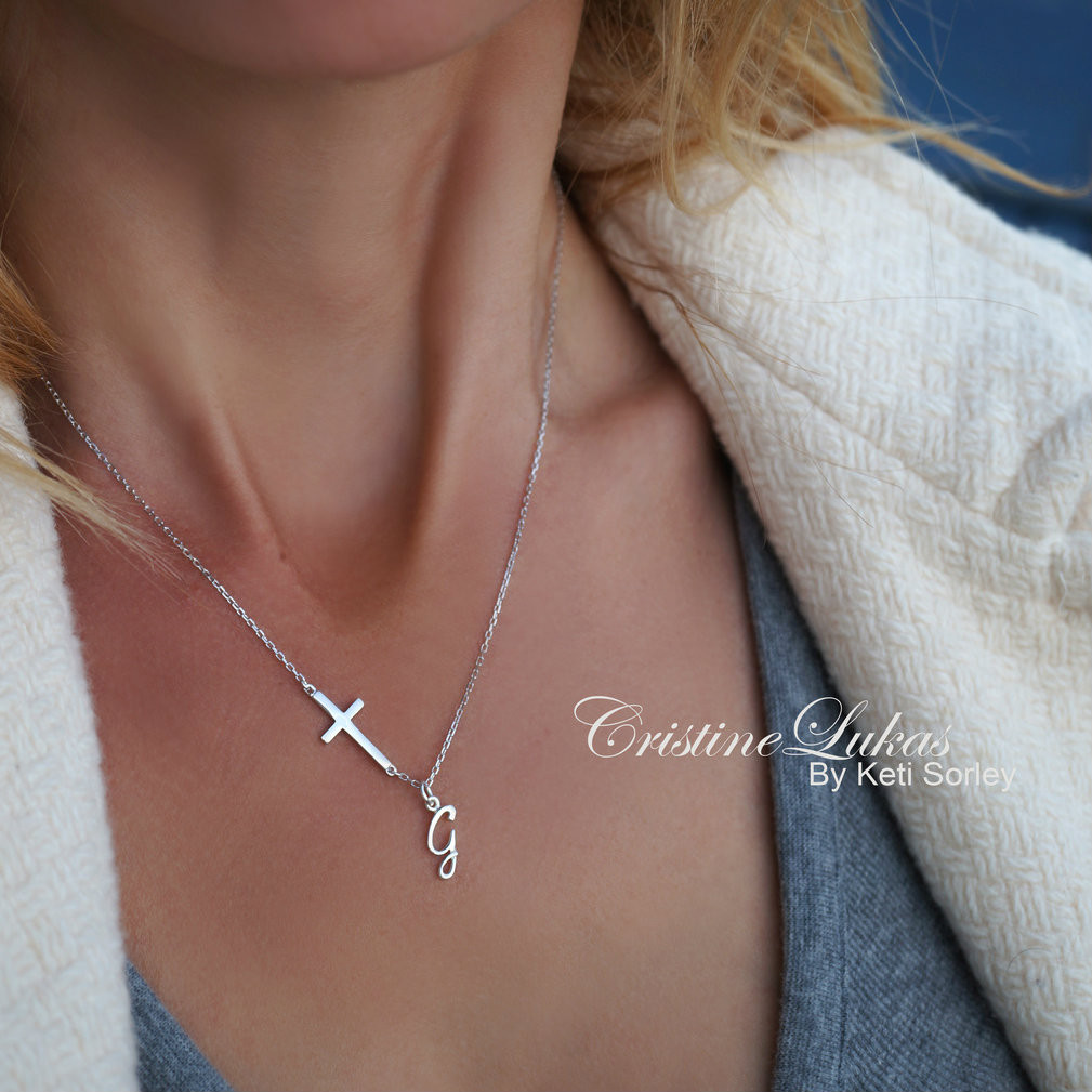 Classic Cross Necklace With Script 