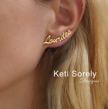 Handmade Name Earrings with Script Font - Choose Your Metal