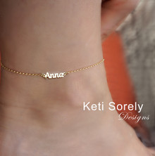 Dainty Name Anklet with Script Font -  Choose Your Metal