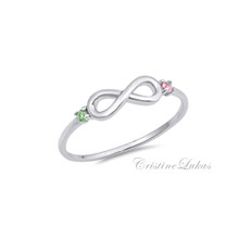 Dainty Infinity Ring with Birthstones - Choose Your Metal