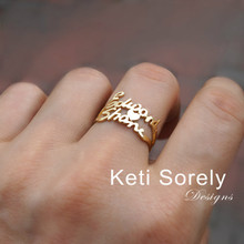 Double Name Ring with Heart  - Choose Your Metal