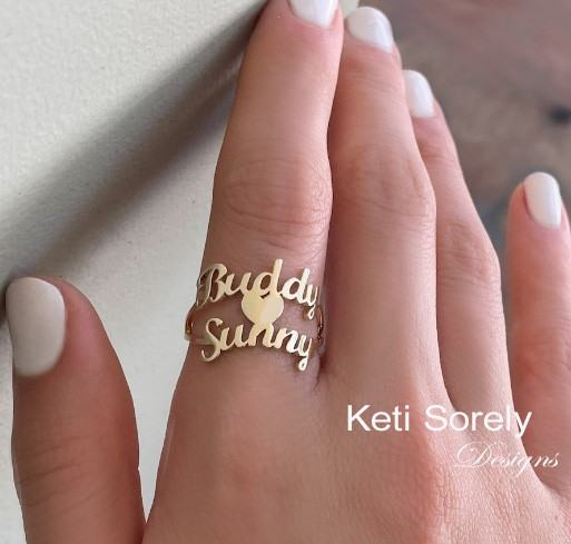 Personalized Frosted Couple Double Name Ring – milesgifts