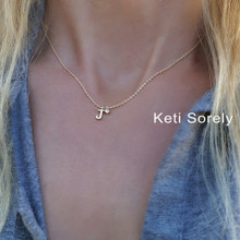 Dainty Single Initial Necklace With Birthstone or CZ 