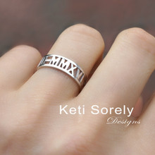 Personalized Date Band with Roman Numerals - Choose Your Metal