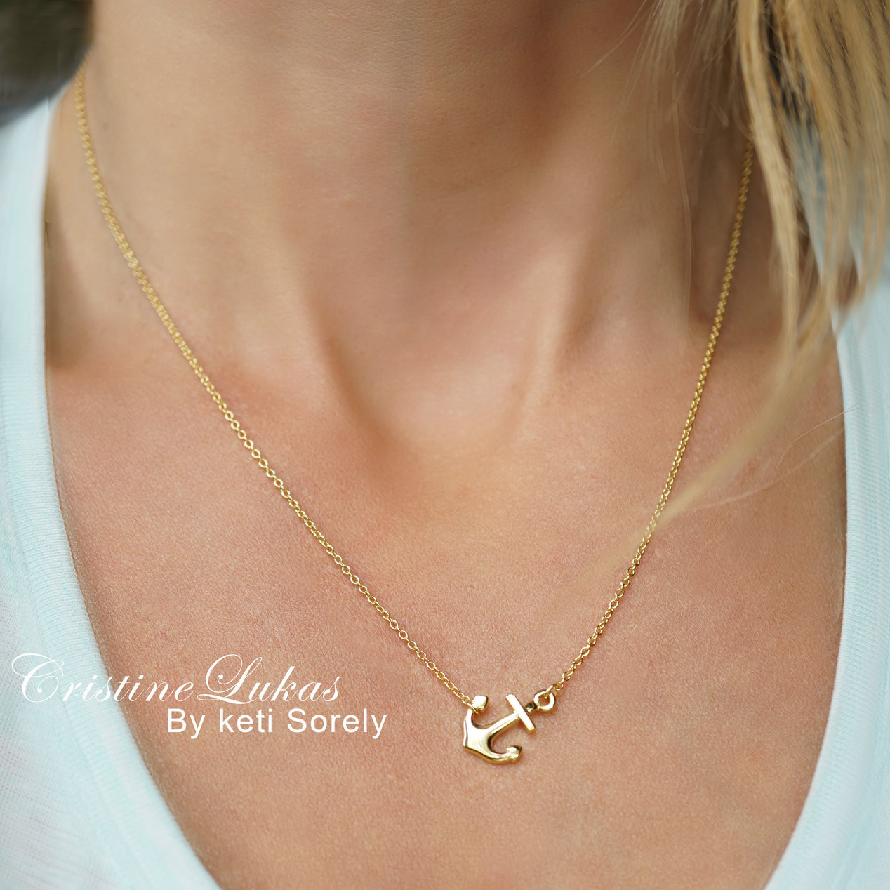 sideways anchor necklace