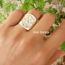 Hand Engraved Cigar Ring With Monogrammed Initials - Choose Your Metal