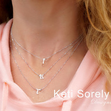 Layered Gothic Initials Necklace in Sterling Silver, Yellow, Rose or White Gold