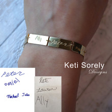 Family Signature Bracelet With Handwriting - Choose Your Metal