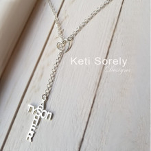 Cross Lariat Necklace Names - Yellow, Rose or White Gold