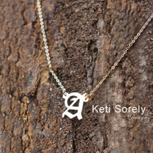 Personalized Initial Necklace In Old English Font - Choose Metal 