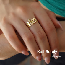 Gothic Style Font Name Ring  - Choose Your Metal