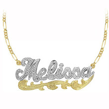 Personalized 2-Tone Name Necklace with Diamond Beading.
