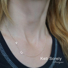 Sideways Initials Necklace - Choose Your Metal