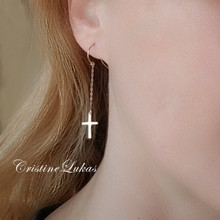 Classic Cross Dangle Earrings -Chose Metal