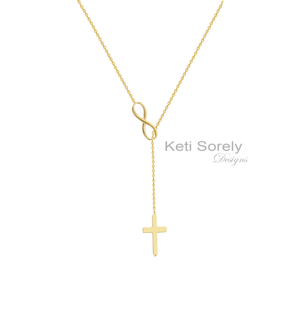 tous les 14k Gold Filled Infinity Cross Lariat Collier Personnalisé Bijoux