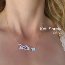 Gothic Style Font Name Necklace - Choose Metal