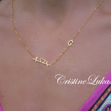 Heartbeat lifeline necklace with your initials - choose metal