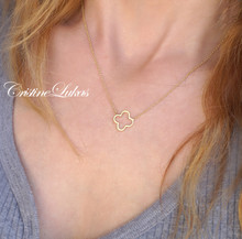 Solid Gold  Cut Out Clover Necklace - choose Metal