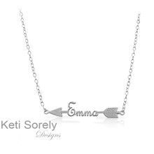 Sideways Arrow Necklace With Your Name - Choose Your Metal