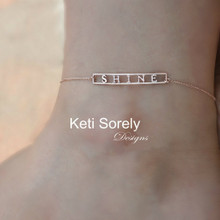 Personalized Bar Anklet  Bracelet - Choose Metal