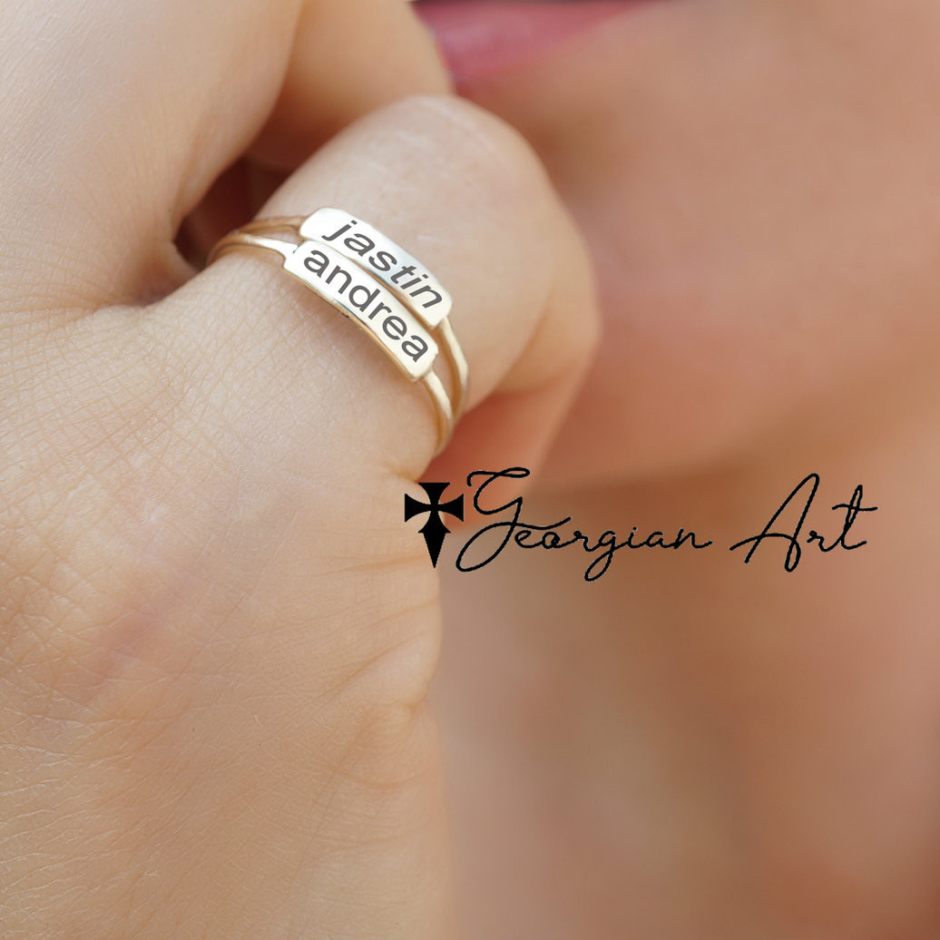 Personalized Gold Bar Ring