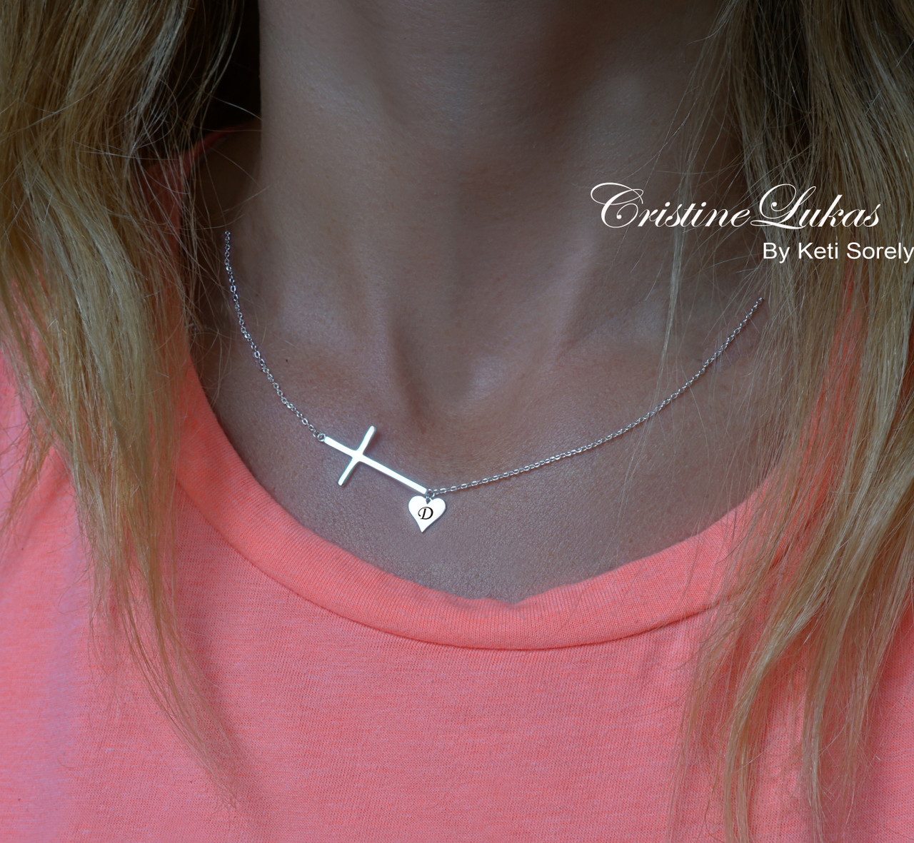 Tiny Sideways Cross Necklace - Gracefully Made