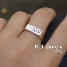 Engraved Initials Signet Ring - Choose Your Metal
