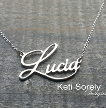 Swirly Name Necklace With Fancy Font  -  Choose Your Metal