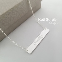 SALE! Engraved Bar Necklace with Name, Date or initials - Choose Your Metal