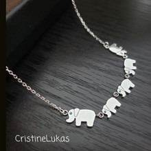 Family Elephant Necklace With Birthstones - Choose Your metal