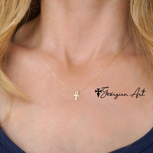 Solid Gold Mini Cross Ankh Necklace - Choose Metal