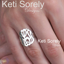 Personalized Hand Cut Monogram Initials Ring - Choose Your Metal