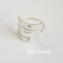 Handwriting Rectangle Message Ring - Choose Your Metal