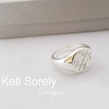 Engraved  Signet Ring with Family Initials - Choose Metal