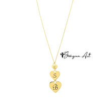 Engraved Multi Hearts Necklace - Choose Your Metal