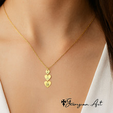 Engraved Multi Hearts Necklace - Choose Your Metal