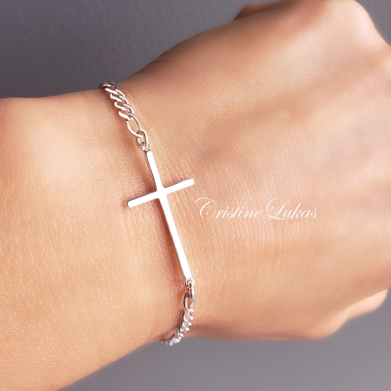 Personalized Baby Stainless Steel ID Bracelet With Cross 14k Gold Plated,  Customized Nameplated Baptism Children Newborn Gift