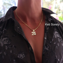Personalized Number Necklace With Diamond Beading 