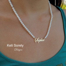 Freshwater Pearls Necklace with Dainty Name  - Choose metal